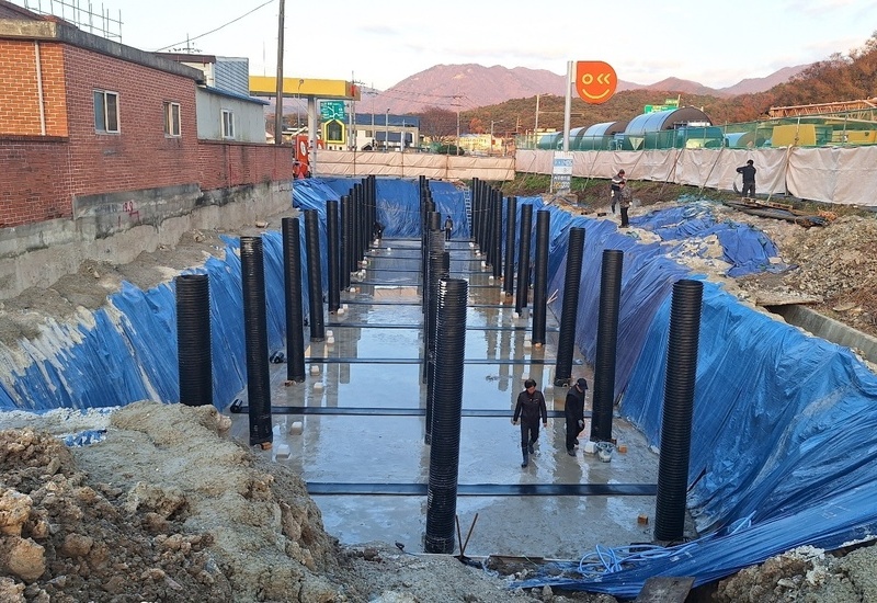 주유소탱크, 유류탱크, 이중벽탱크, FRP이중벽탱크, 탱크, 주유소 시공현장